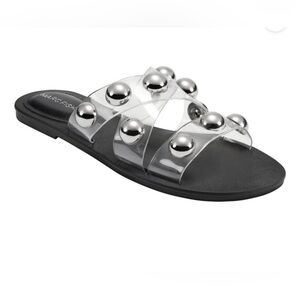 NIB Womens Black Oversized Ornaments Bryte Toe Slip On Sandals Shoes 8 M